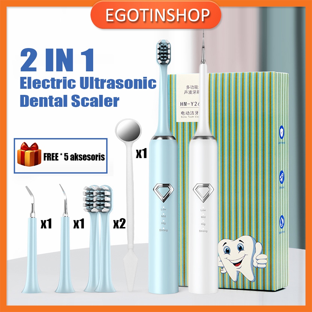 Jual 2 in 1 Electric Ultrasonic Sonic Dental Scaler USB Toothbrush ...