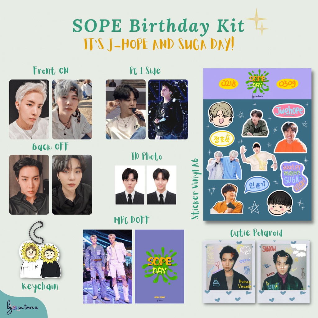 Jual (BUNDLE) SOPE Birthday Kit - Fanmade Goods BTS Suga and J-hope Day ...