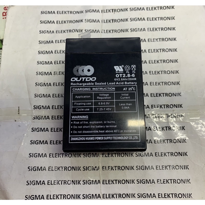 Jual AKI KERING 6V 2.8Ah OUTDO HARGA PER 1 PCS | Shopee Indonesia