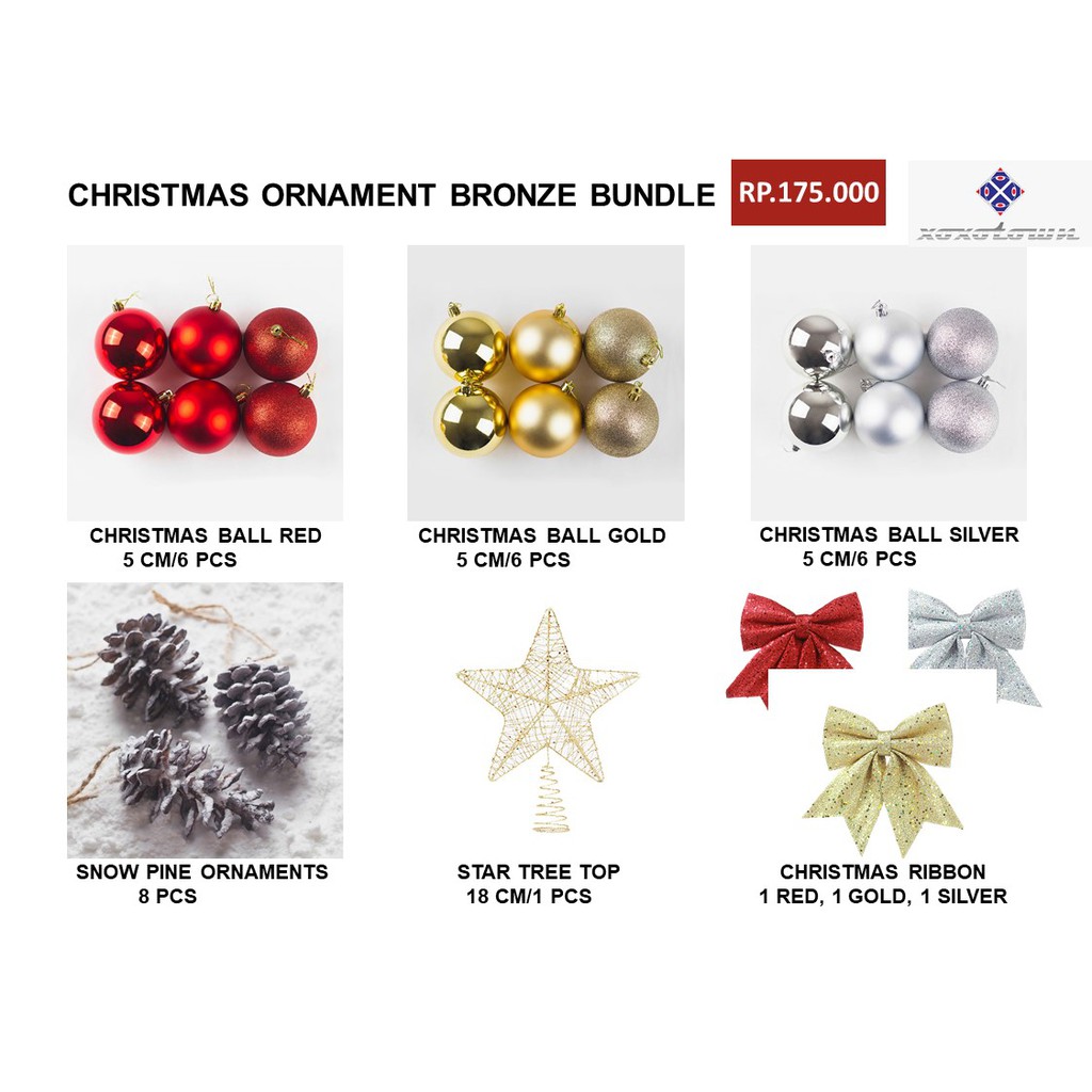Jual Paket Hiasan Pohon Natal campur - Paket BRONZE /Hiasan Natal