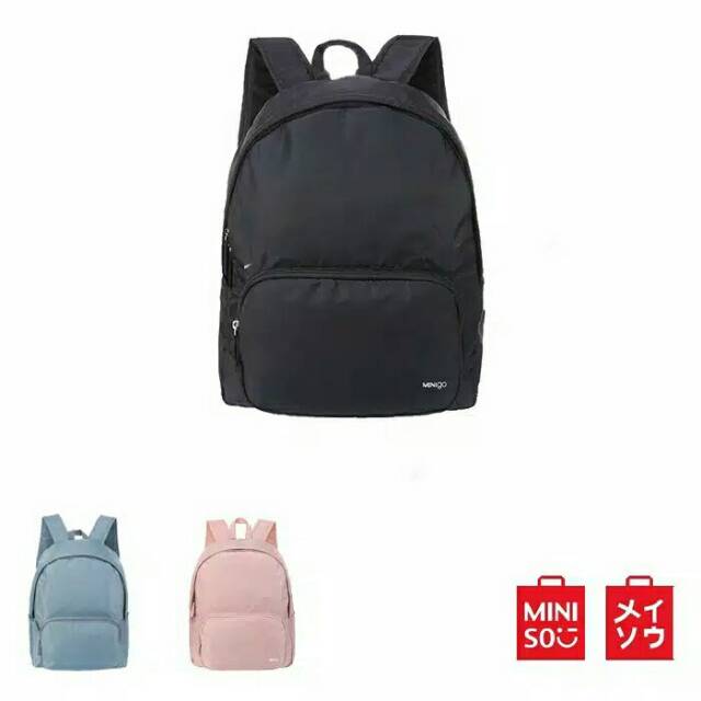 MINISO Minigo Foldable Backpack/Tas Ransel (Black,Grey,Pink)