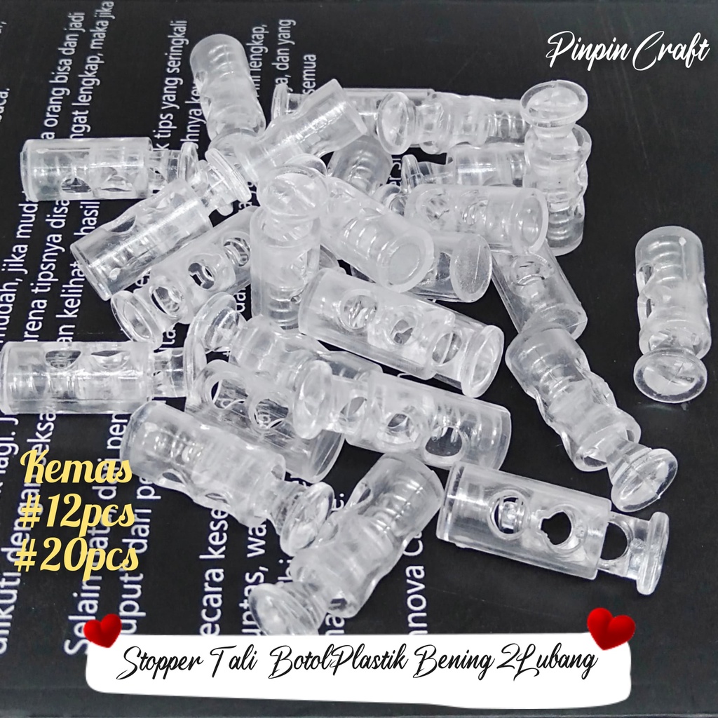 Jual Stopper Tali Botol Plastik Bening 2 Lubang Kemas 12pcs Dan 20pcs ...
