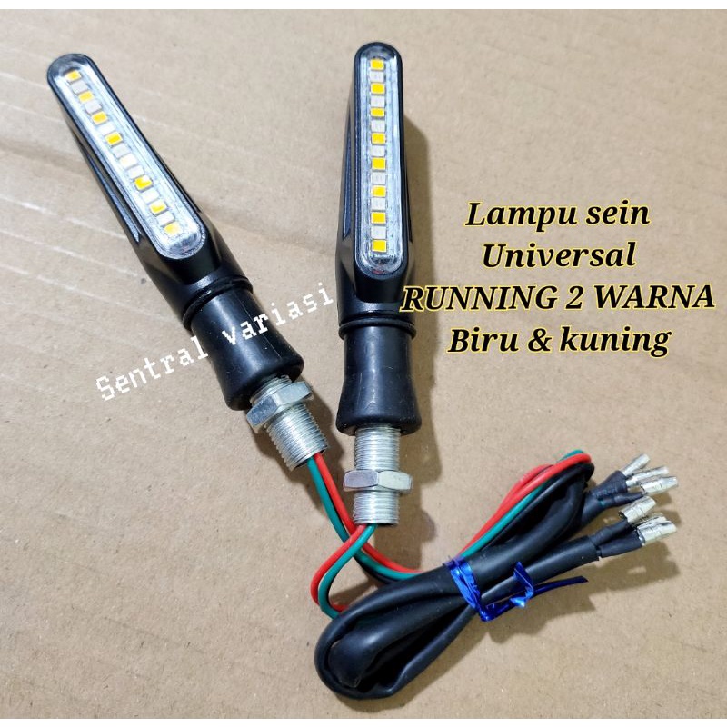 Jual Lampu Sen Sein Led Running 2 Warna Biru Kuning 1 Pasang Shopee Indonesia