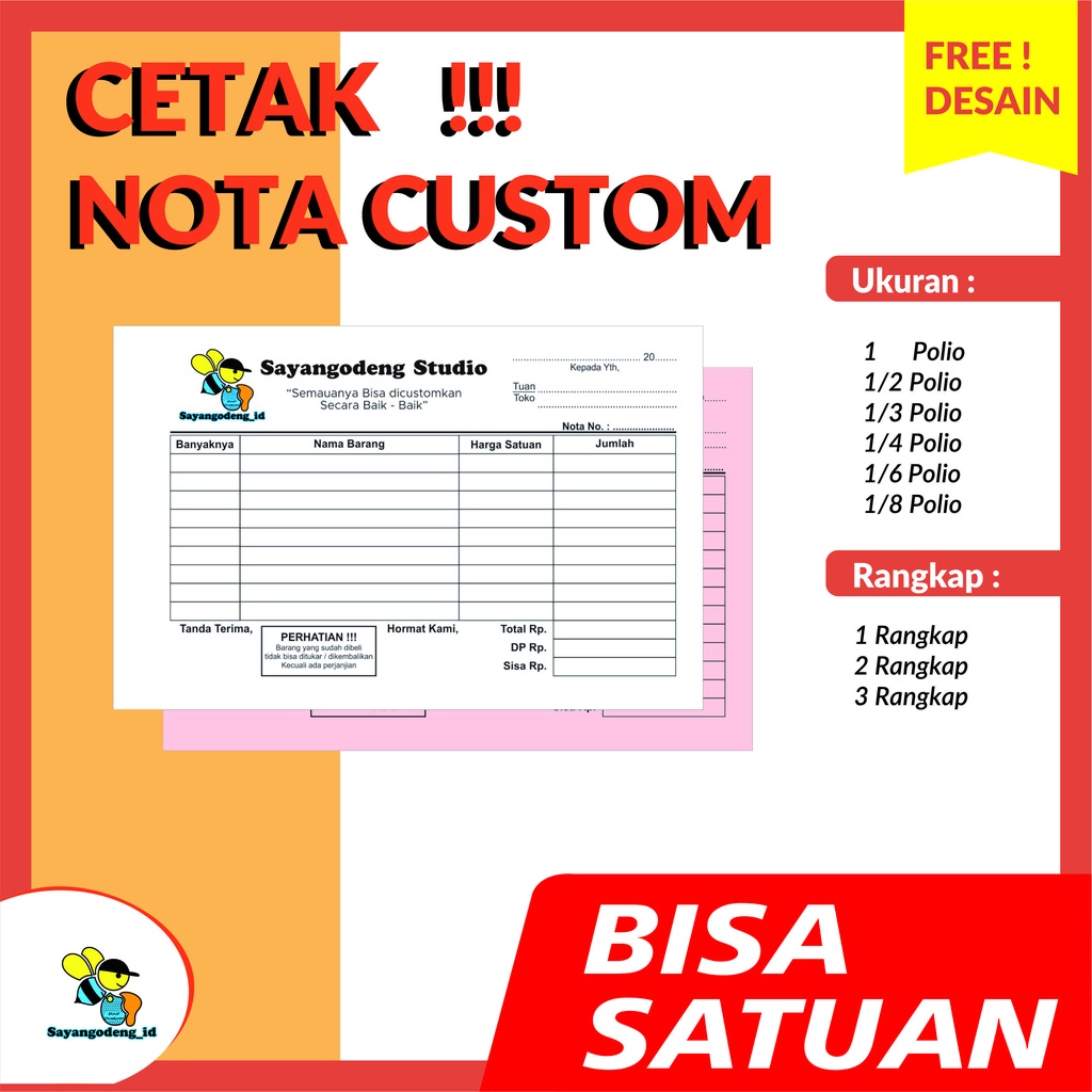 Jual Nota Bon Faktur Surat Jalan Kwitansi Custom Ply Ply Rangkap Shopee Indonesia