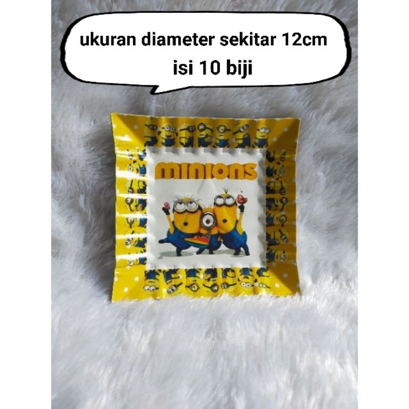 Jual piring kertas kue cake ulang tahun happy birthday karakter minion