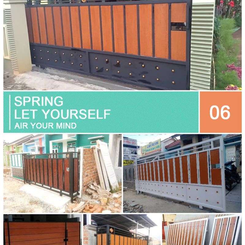 Jual pintu pagar gerbang minimalis grc serat kayu modern | Shopee Indonesia