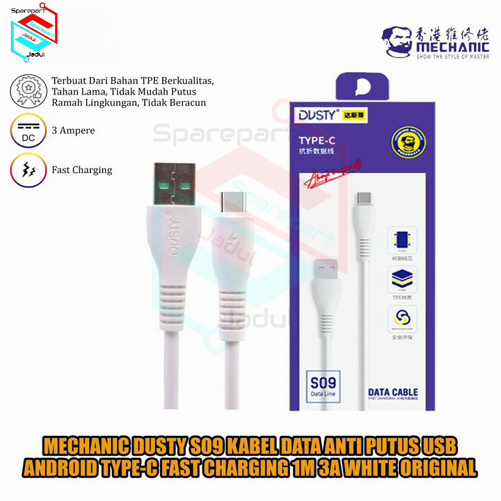 Jual Kabel Data Anti Putus 1mtr Mechanic Dusty S09 USB Type-C Fast