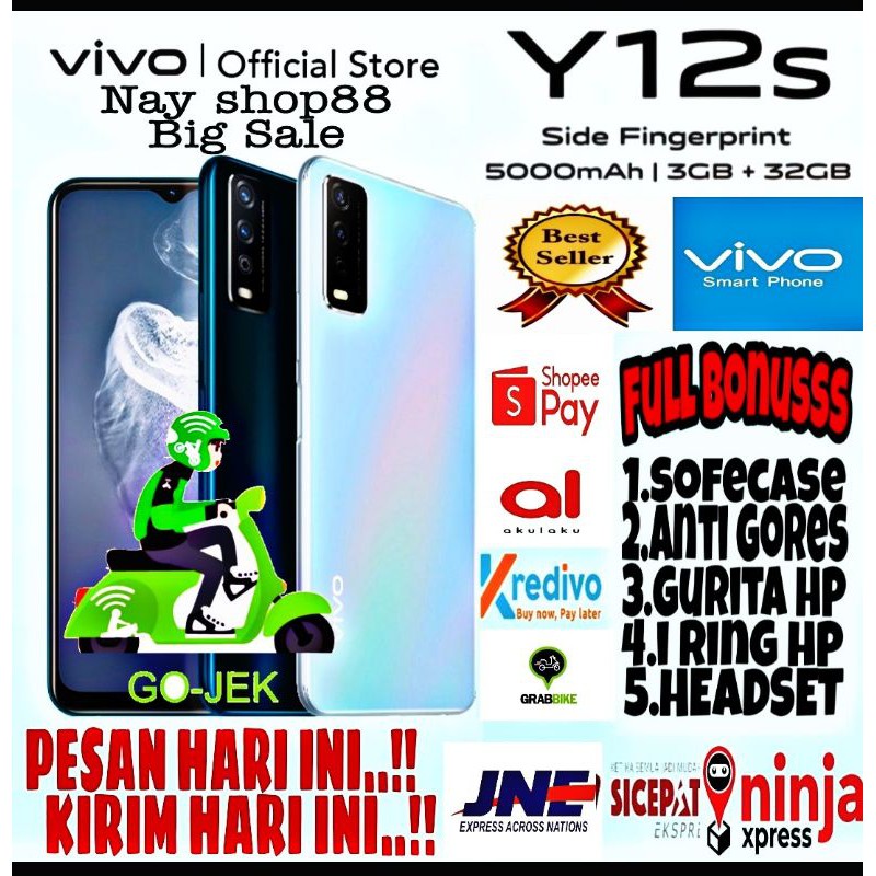 VIVO Y12S NEW RAM 3GB ROM 32GB BARU GARANSI RESMI VIVO TAHUN