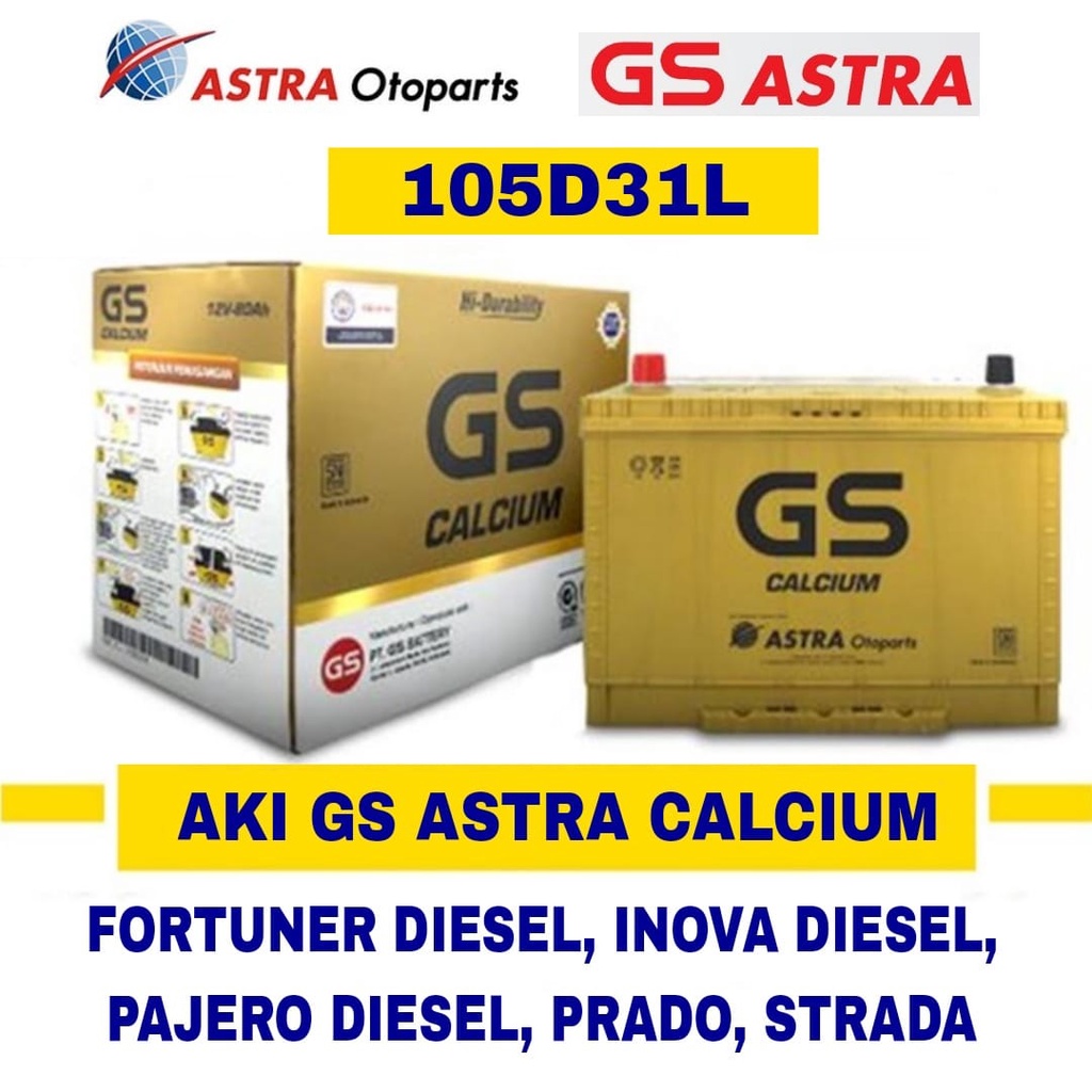 Jual Aki Mobil GS ASTRA Calcium 105D31L untuk mobil Fortuner diesel