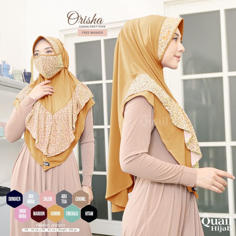 Jual Jilbab Orisha Motif Rampel ori Quail | Shopee Indonesia