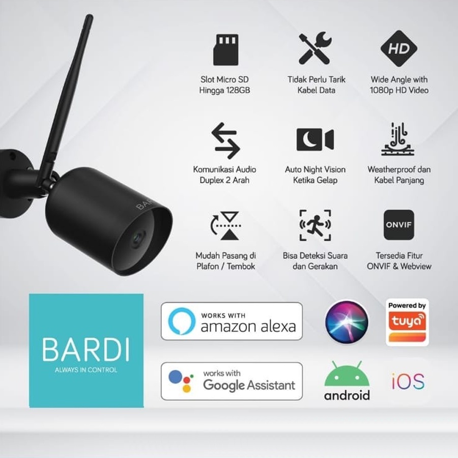 Jual BARDI Smart Outdoor IP Camera Static 1080p HD CCTV Wifi IPCAM IoT