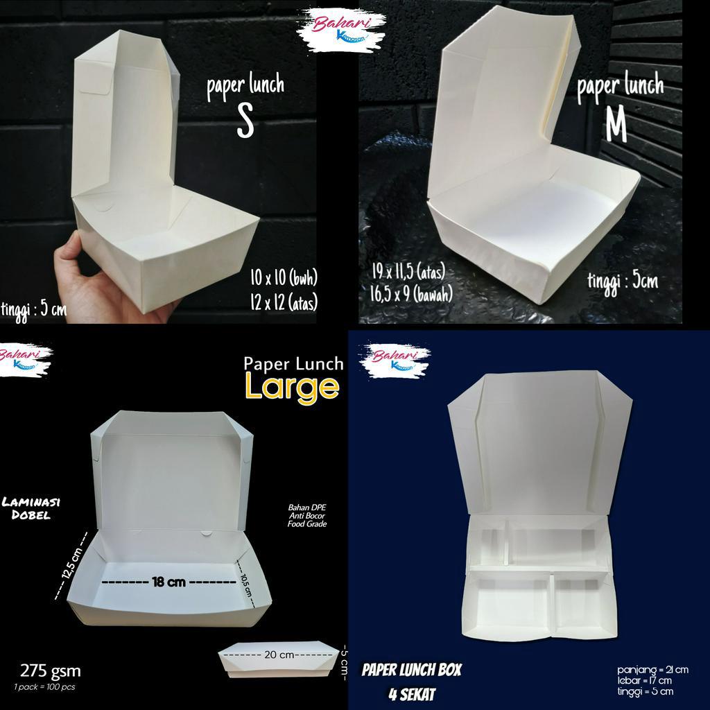 Jual Paper Lunch Box Kemasan Kertas Nasi S M L Sekat Small Medium Large ...