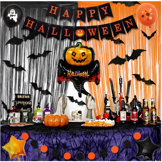 Jual BALON FOIL HALLOWEEN SET TIRAI, PUMPKIN, BAT, BINTANG, BANNER ...