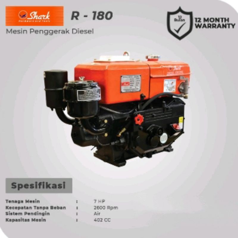 Jual Mesin Penggerak Diesel 7 HP Shark R180 Diesel Engine Mesin Usaha ...