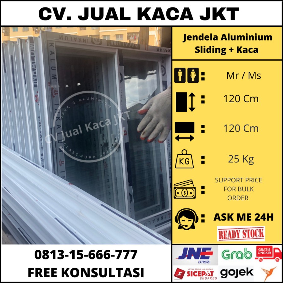 Jual Jendela Sliding Aluminium 120 X 120 Custom Jakarta Shopee Indonesia 7659