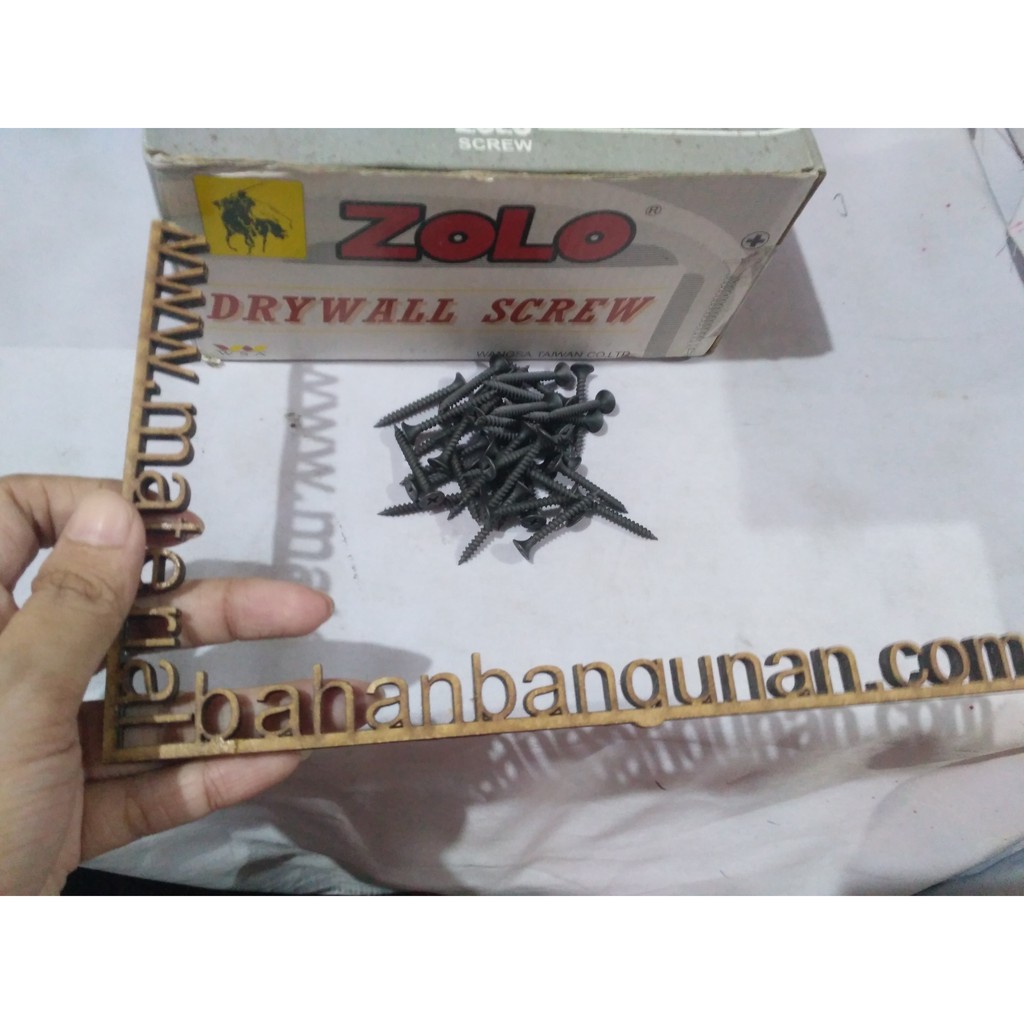 Jual skrup gypsum zollo 6 mm x 1 1/2 inch hitam pengencang gipsum per 1 ...