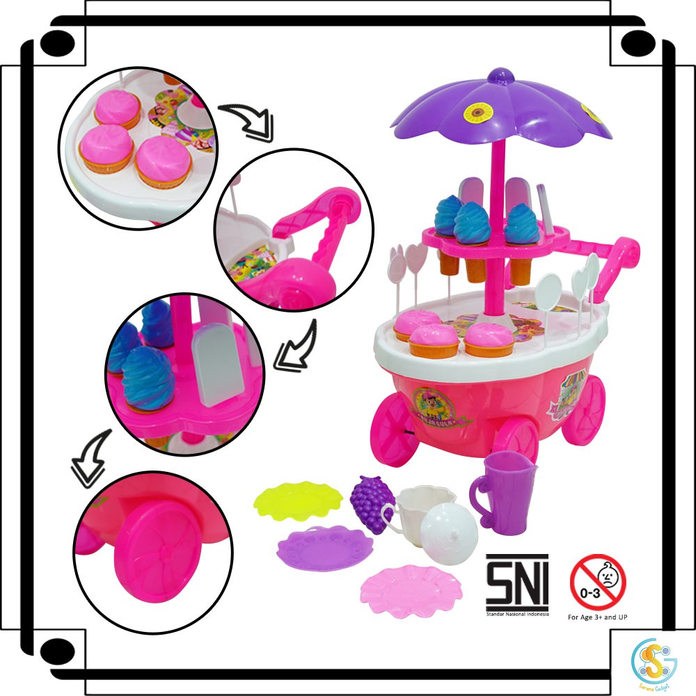 Jual ICE CREAM CART PLAYSET, SWEET SHOP CANDY CAR TERMURAH, SI RAJA