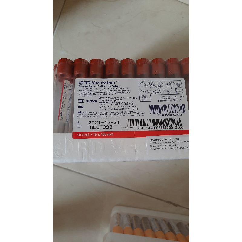 Jual BD Vacutainer Tube PLN PLH 16 x 100mm 10.0 PLBL RD | Shopee Indonesia
