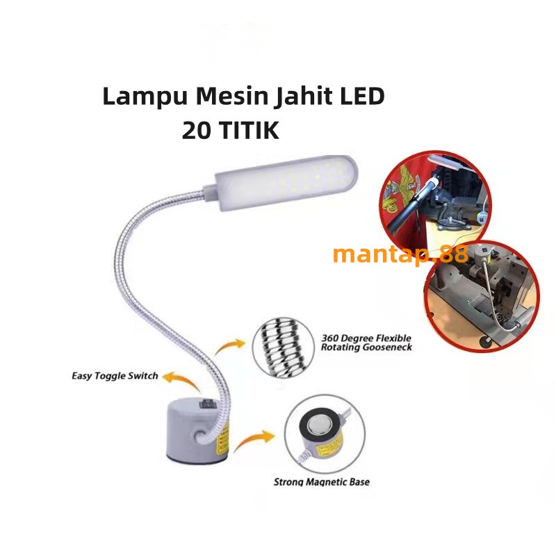 Jual Lampu Mesin Jahit LED 20 Titik Dan 30 Titik Magnet PAKAI COLOKAN