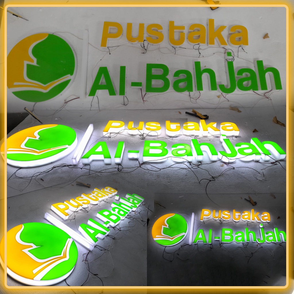 Jual Tulisan Masjid 3D Nyala LED Full Akrilik Awet dan Tahan Lama