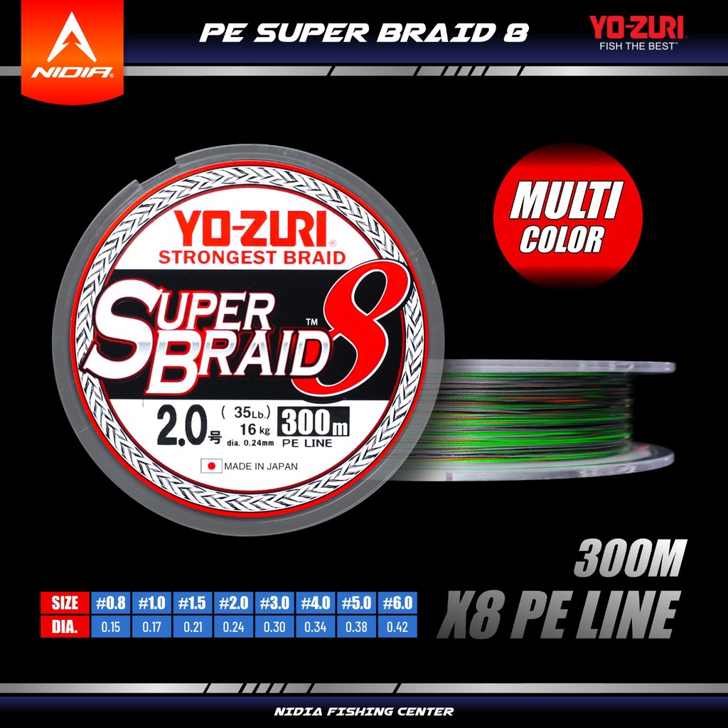 YO-ZURI Tresse Superbraid 8X PE 300m - Ligne De Pêche Japonaise Haute Performance