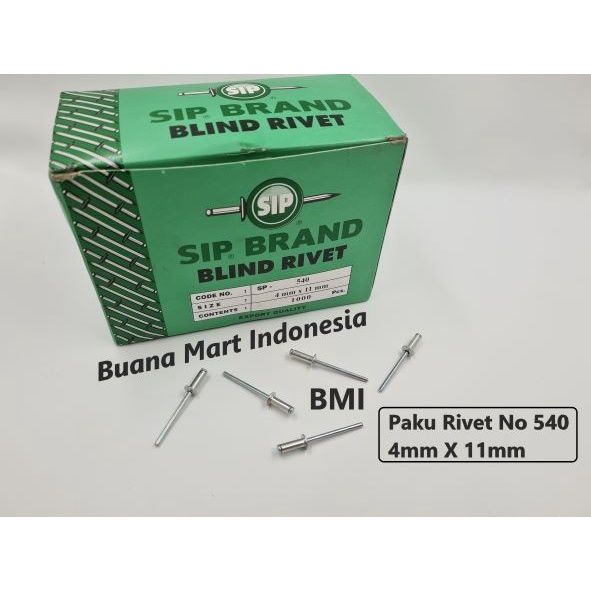 Jual Paku Rivet SIP Brand SP 540 | Blind Rivet | 4mm x 11mm | Shopee ...