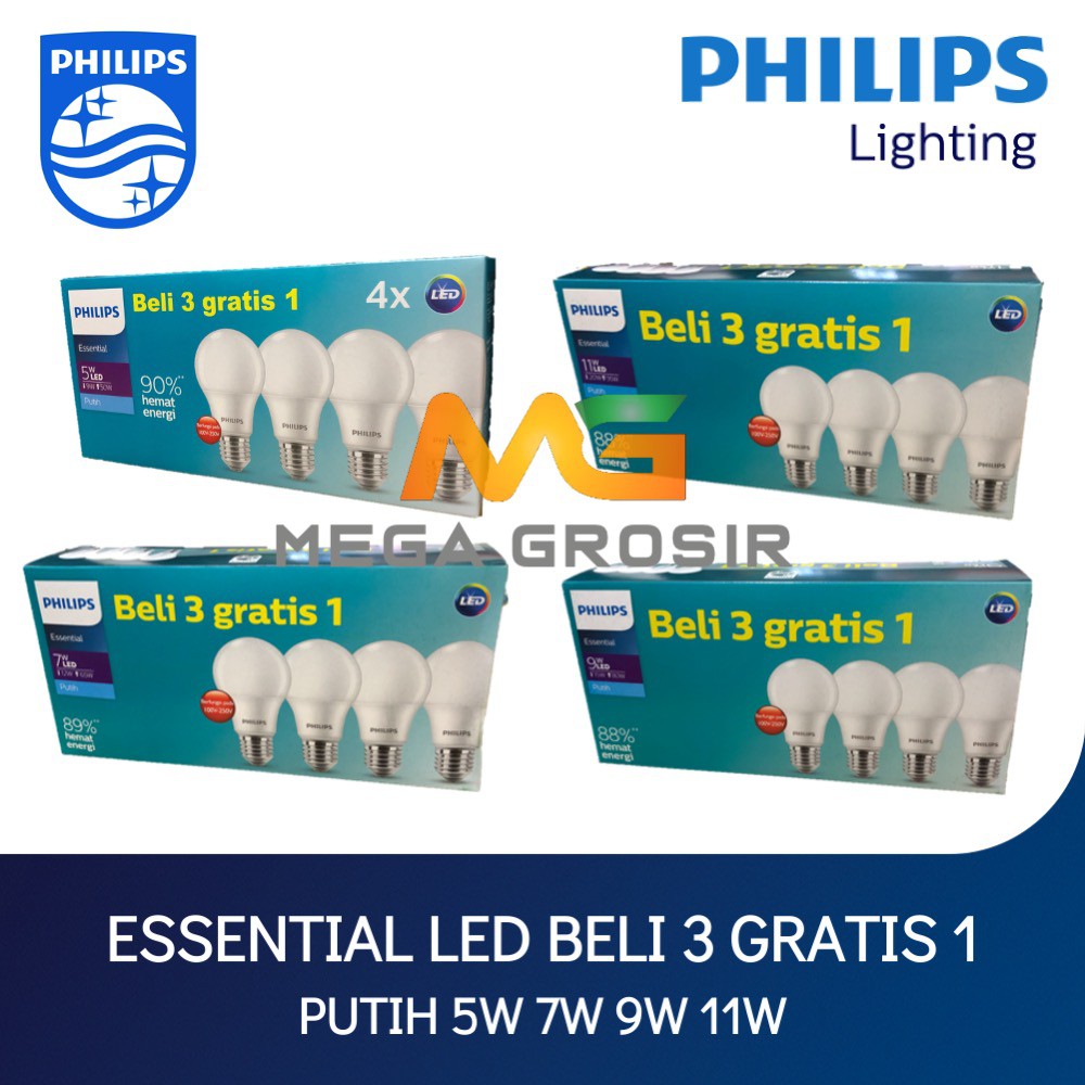 Jual Lampu LED Philips Paket 5W 7W 9W 11W Putih - LED Multipack ...