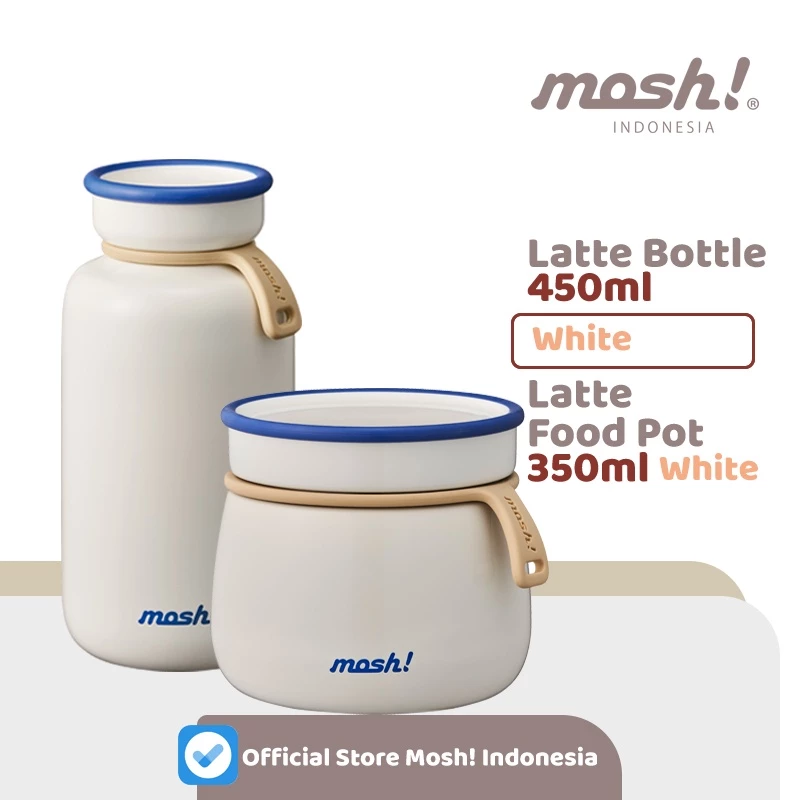 Mosh Bottle Latte Tumbler 450ML WHITE & Mosh Food Pot 350ML WHITE