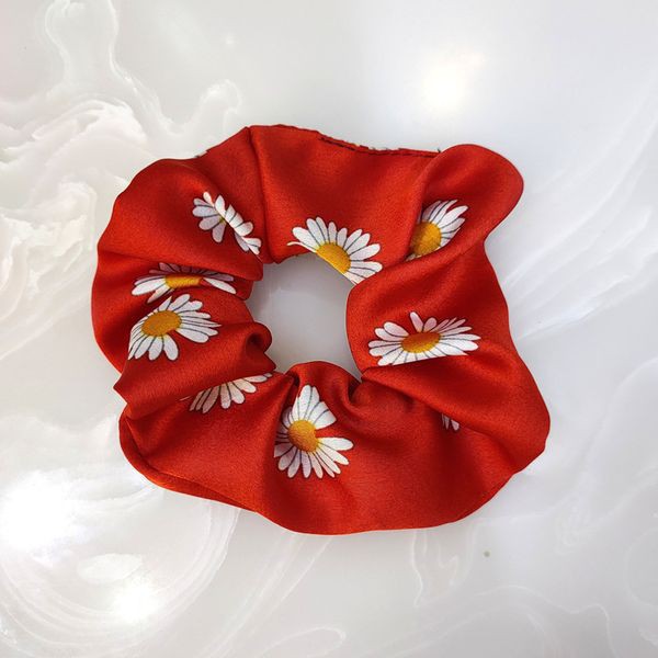 Jual Ikat Rambut Scrunchie Satin Silk Motif Bunga Daisy Korea Fashion Scrunchie Ikat Rambut 