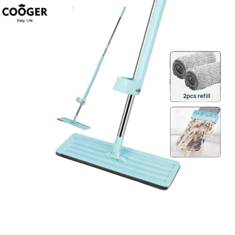 Jual COOGER Alat Pel Lantai Ultra Standing Wiper Mop Microfiber Green White Alat Pel Lantai 2IN1
