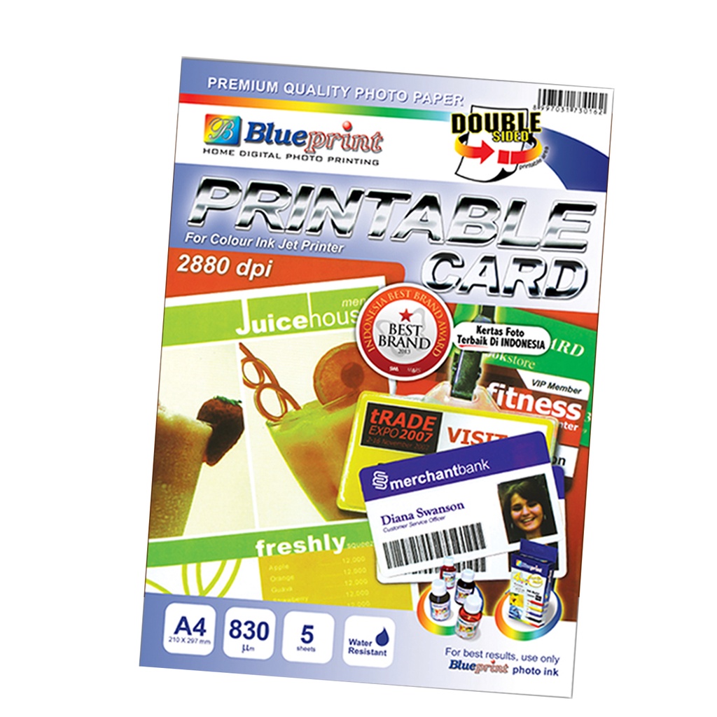 Jual Printable Card Putih Blueprint Kertas ID Card / Kartu Nama / PVC ...
