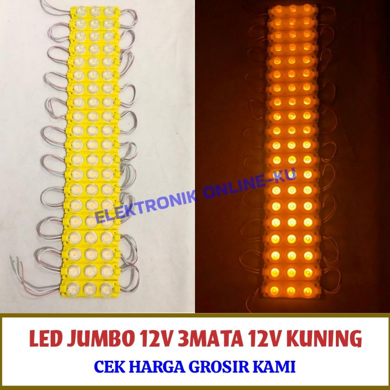 Jual LAMPU LED JUMBO 12V 3MATA 3W KUNING | Shopee Indonesia