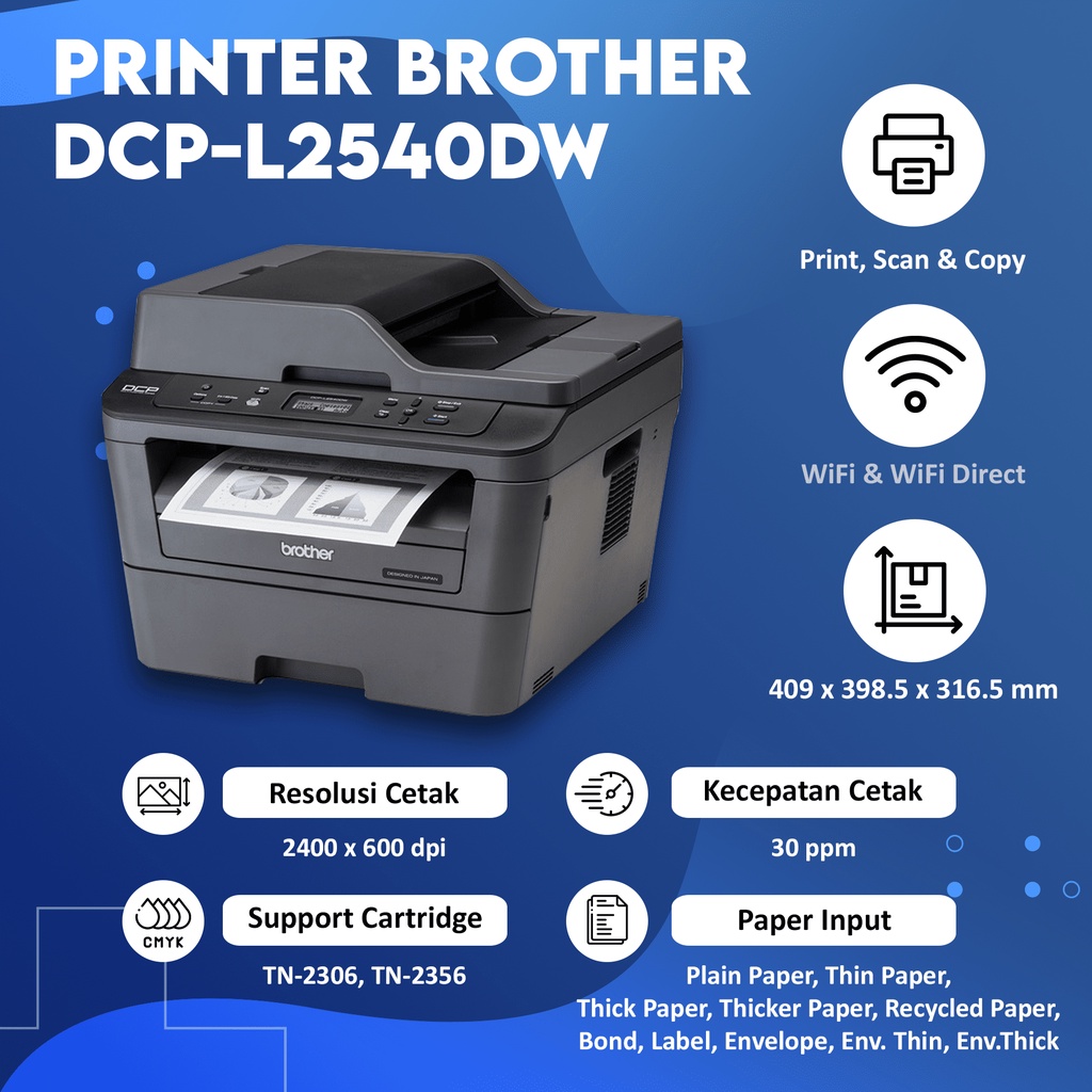 Jual Printer Laser Brother DCPL2540DW L2540dw WiFi Mono Laserjet Print