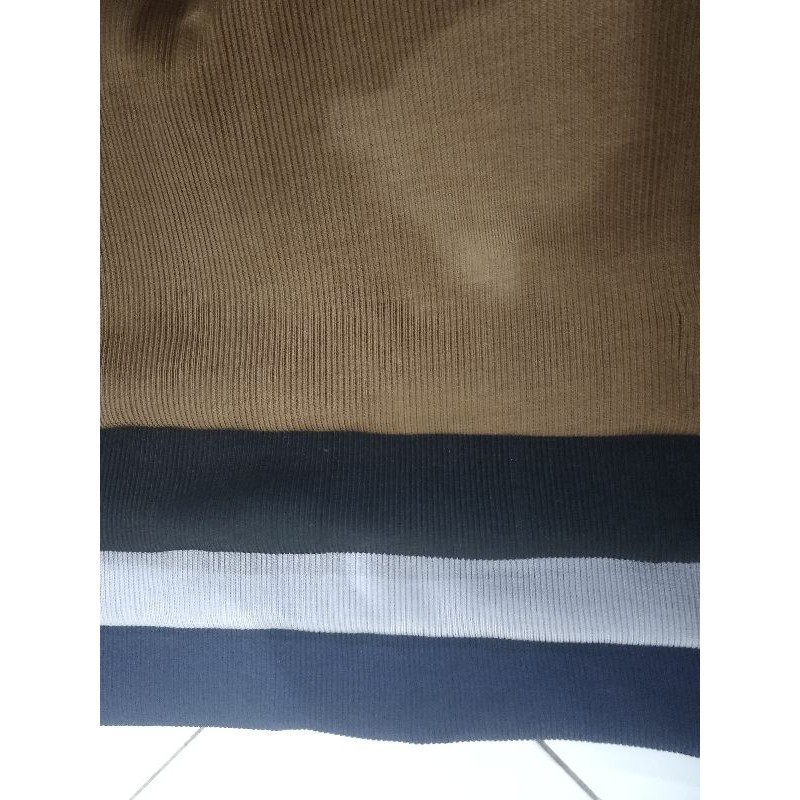 Jual Kain Rib Bur Babat 2x1 Bahan Polyester Tebal Warna Hitam Abu Muda ...