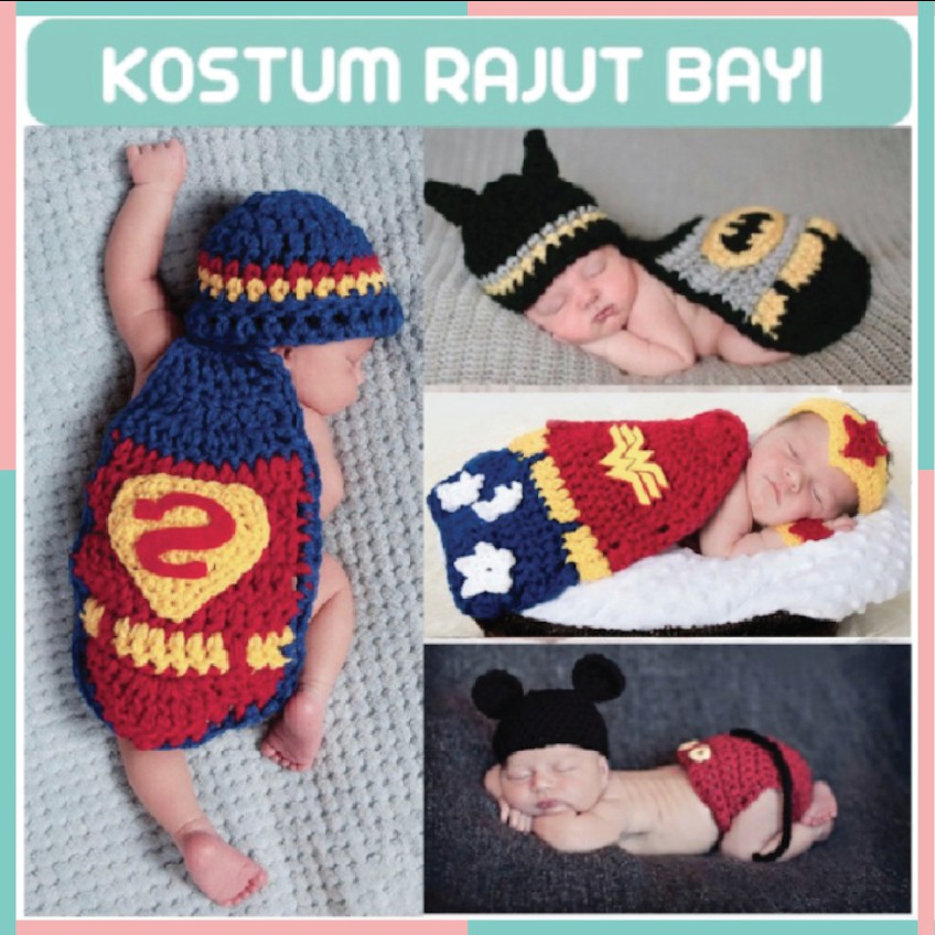 Jual Kostum Baju Rajut Bayi Foto Fotografi Bayi Newborn Full Month 1 ...