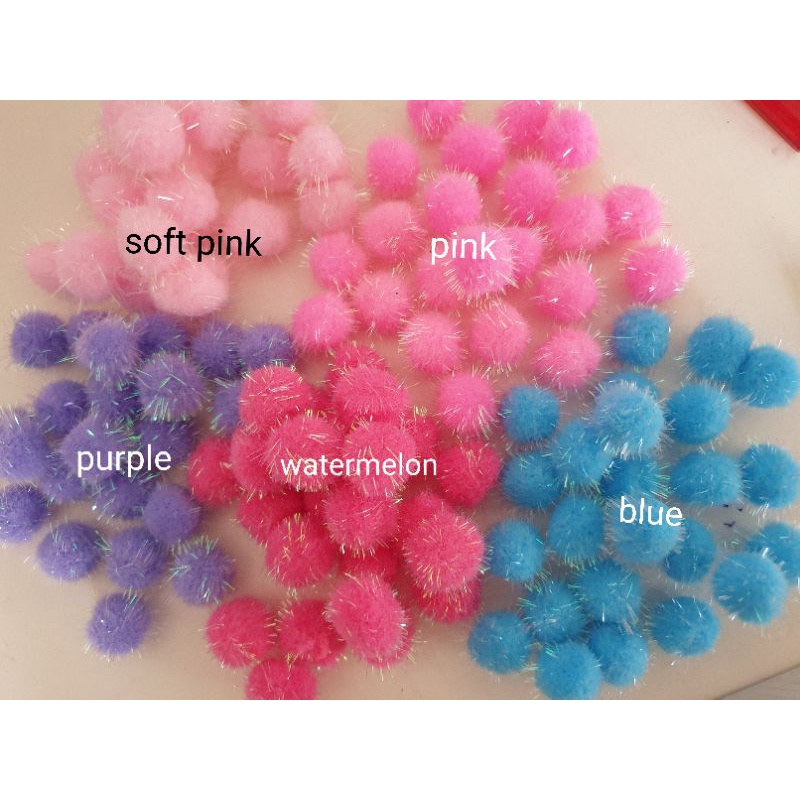 Pastel Glitter Pom Poms