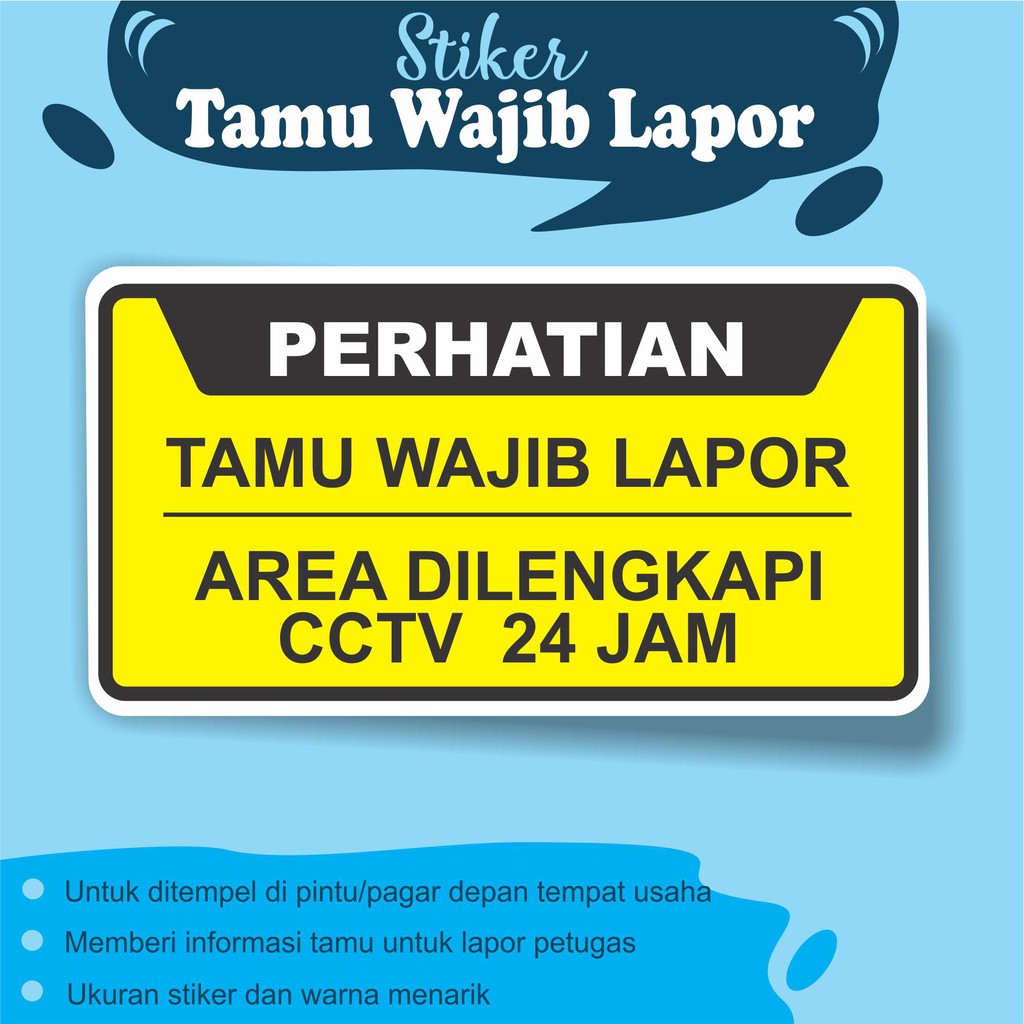Jual STIKER TAMU WAJIB LAPOR + AREA DILENGKAPI CCTV | Shopee Indonesia
