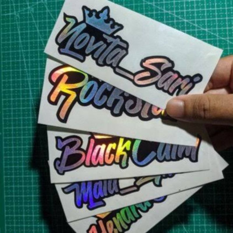 Jual STIKER NAMA HOLOGRAM CUSTOM BISA REQUEST STIKER CUTTING NAMACOD ...