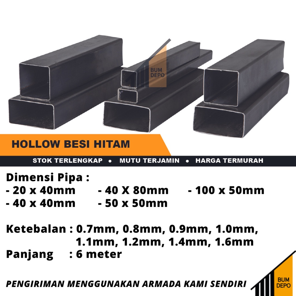 Jual HOLLOW BESI HITAM 50X50 100X50 40X40FULL | Shopee Indonesia