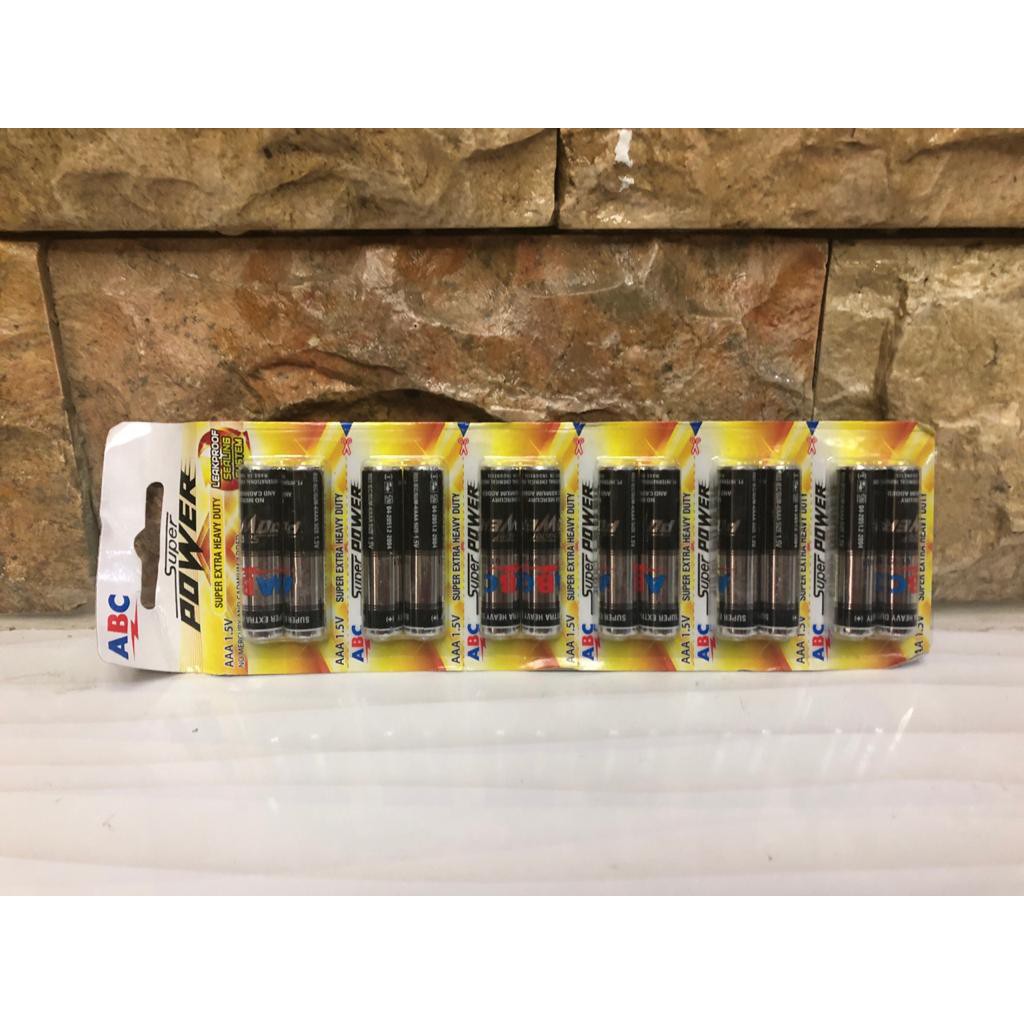 Jual Baterai battery R03 isi 2 pcs ABC Super Power Hitam AAA / A3 ...