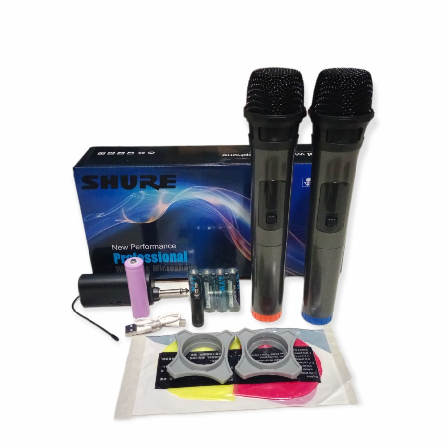 Jual Mic Shure Wireless 2 Mic Pegang Grade Shopee Indonesia