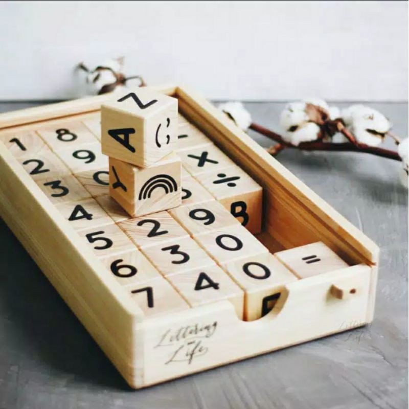 Jual Lettering and Life - Wooden Alphabet & Number Blocks (Black ...