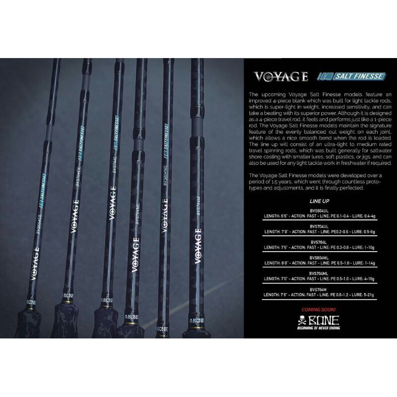 Jual BONE Joran Spinning VOYAGE SALTFINESSE Travel Rod 100 Carbon