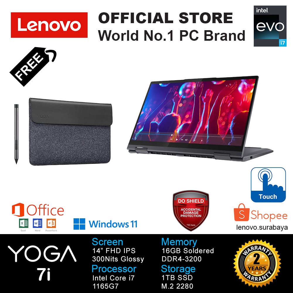 Jual Lenovo Yoga 7 14itl5 N0id Grey Core I7 1165g7 Shopee Indonesia