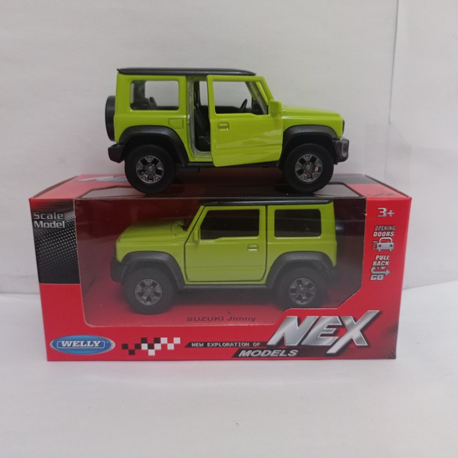 Jual Diecast Suzuki Jimny hijau skala Welly 1:36 miniatur mobil mainan