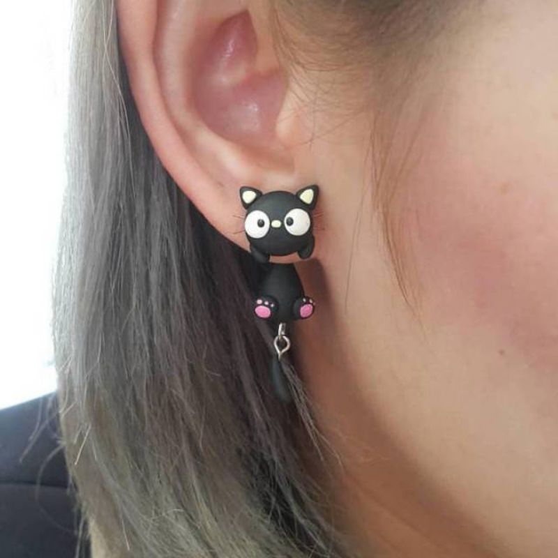 Jual Anting korea handmade clay kucing hitam Shopee Indonesia