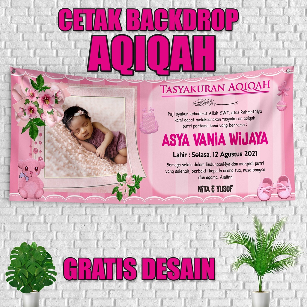 Jual Banner Spanduk Backdrop Tasyakuran Aqiqah Anak Ukuran Murah Gratis ...