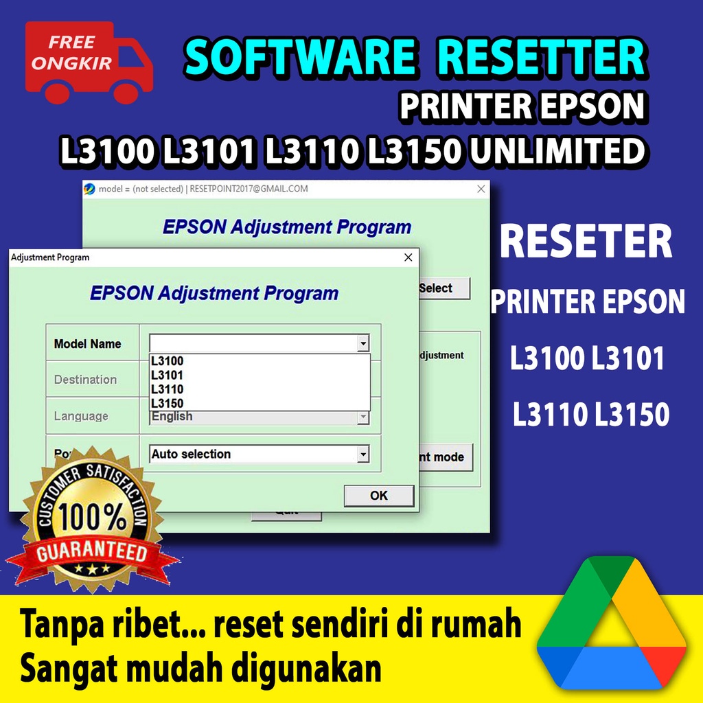 Jual Software Resetter Reset Reseter Printer Epson L3100 L3101 L3110 L3150 Unlimited 4764