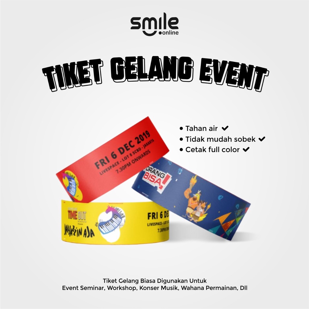 Jual Tiket Gelang Wahana Konser Bahan Artpaper 150grm 50pcs | Shopee ...