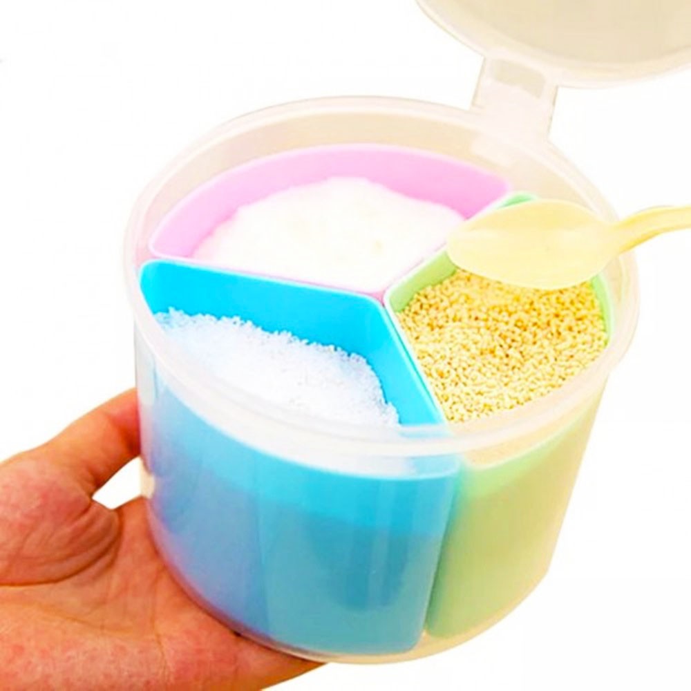 Jual Tempat Bumbu Seasoning Container Bulat Plastik 3 sekat / Rak Bumbu ...